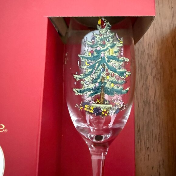 NIB Spode Christmas Tree Champagne Flutes Glasses 8.45 oz Set of 4 Holiday Gift - Picture 5 of 11